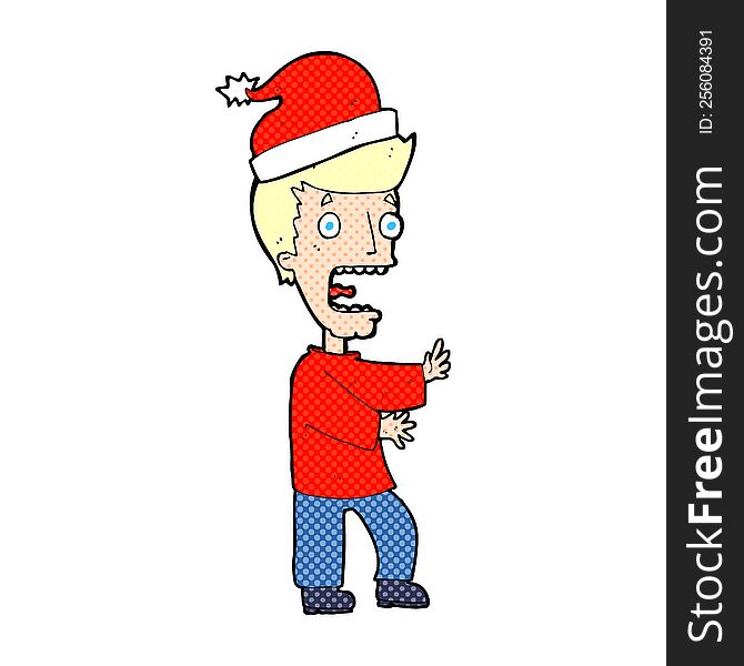 cartoon man getting ready for christmas. cartoon man getting ready for christmas