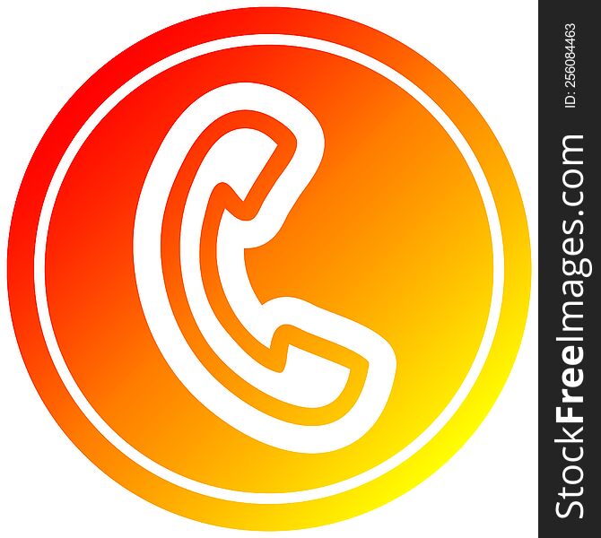 telephone handset circular icon with warm gradient finish. telephone handset circular icon with warm gradient finish