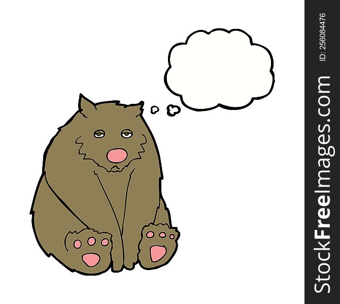 cartoon sad bear with thought bubble