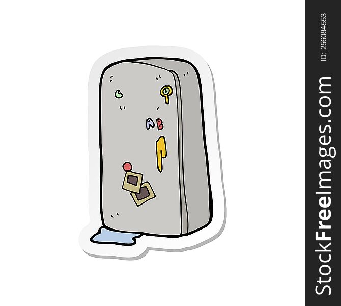 Sticker Of A Cartoon Refrigerator
