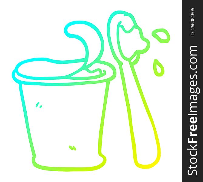 cold gradient line drawing of a cartoon yogurt