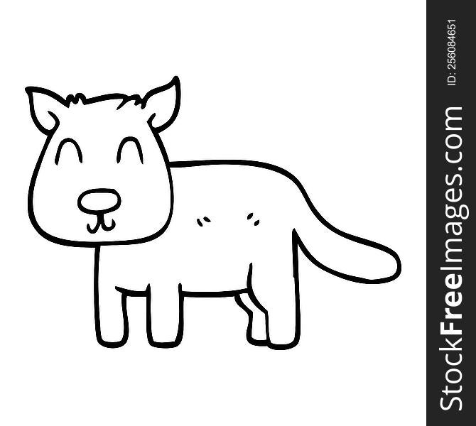 Line Drawing Cartoon Calm Dog
