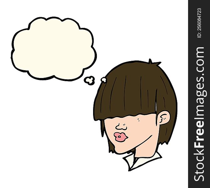 cartoon fashion haircut  with thought bubble