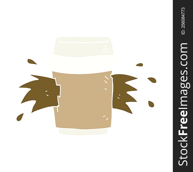 flat color illustration of exploding coffee cup. flat color illustration of exploding coffee cup