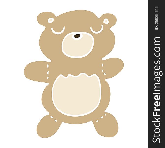 Flat Color Illustration Cartoon Teddy Bear