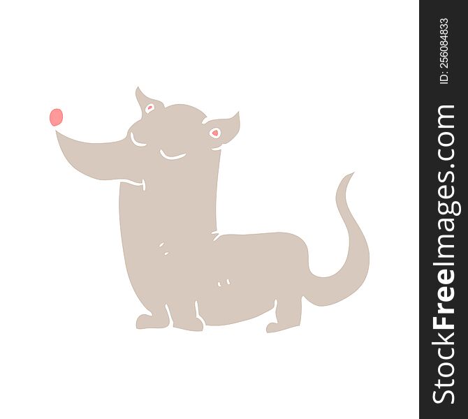 Flat Color Illustration Of A Cartoon Little Dog