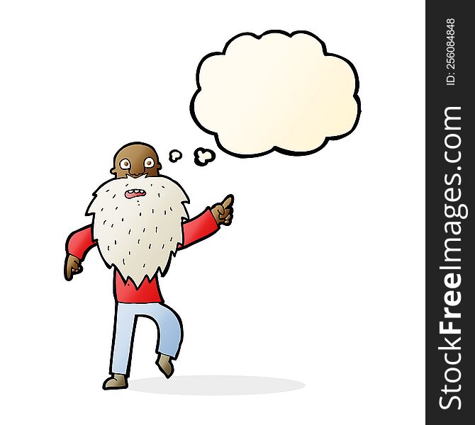 Cartoon Stressed Old Man With Thought Bubble