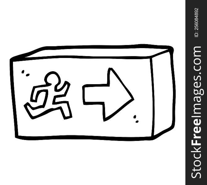 Line Drawing Cartoon Exit Sign