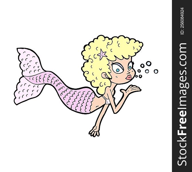 cartoon mermaid blowing kiss