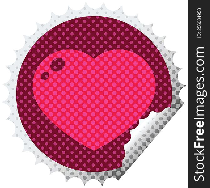 heart peeling sticker graphic vector illustration circular peeling sticker. heart peeling sticker graphic vector illustration circular peeling sticker