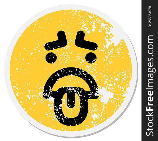 distraught face circular sticker