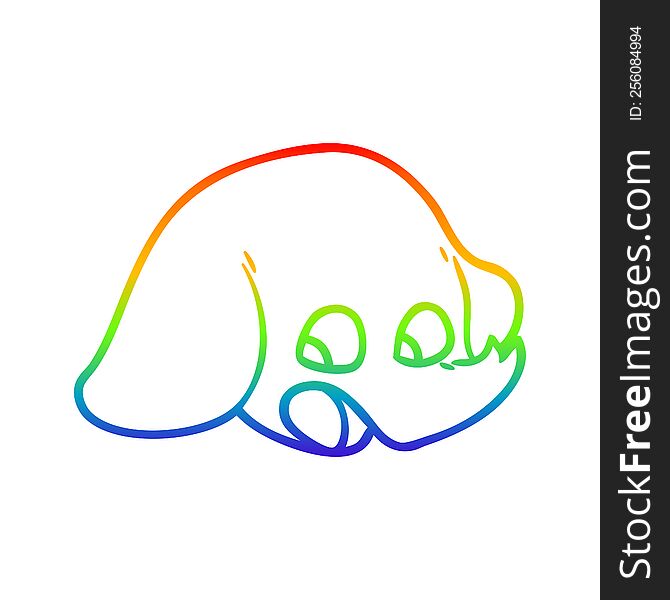 Rainbow Gradient Line Drawing Shocked Cartoon Elephant Face