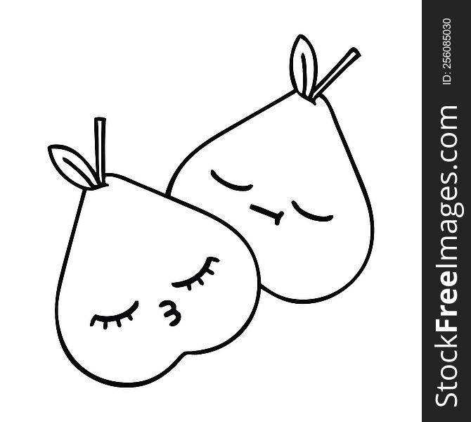 line drawing cartoon of a pears. line drawing cartoon of a pears