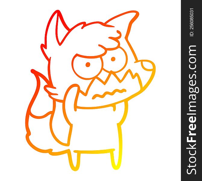 Warm Gradient Line Drawing Cartoon Annoyed Fox