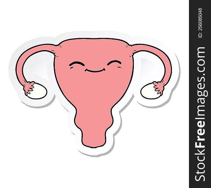 sticker of a cartoon uterus