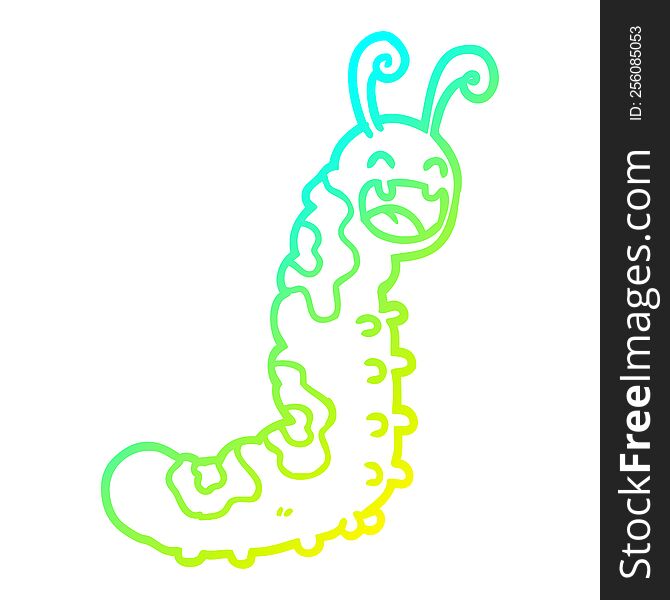 cold gradient line drawing of a funny cartoon caterpillar