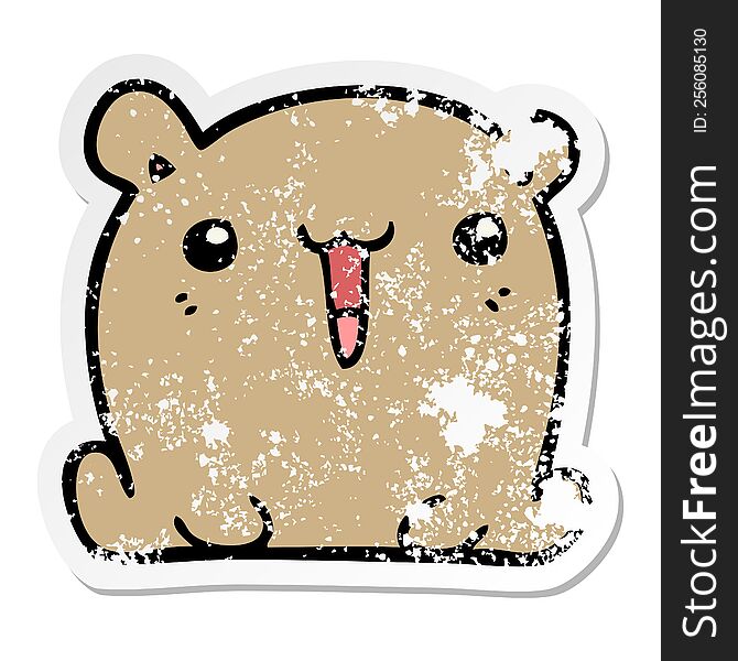 Distressed Sticker Of A Cute Cartoon Bear