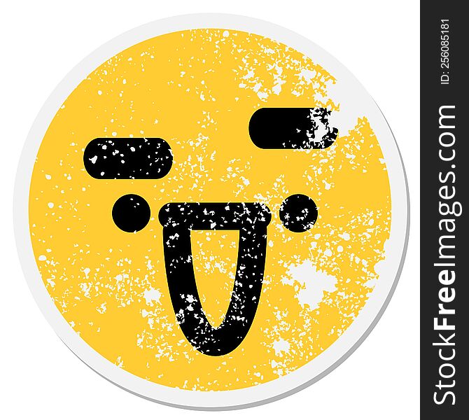 happy expression raising eyebrow face circular sticker
