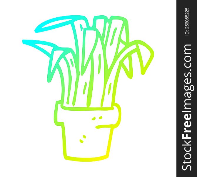 cold gradient line drawing of a cartoon indoor plant