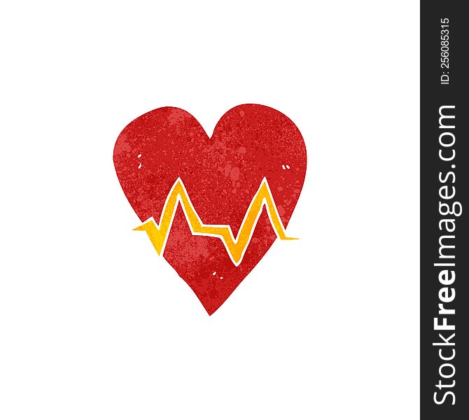 Retro Cartoon Heart Rate Pulse Symbol