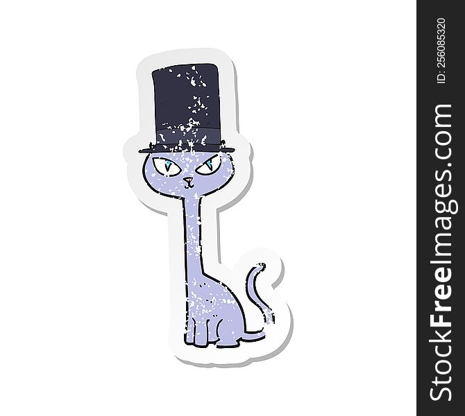 Retro Distressed Sticker Of A Cartoon Posh Cat