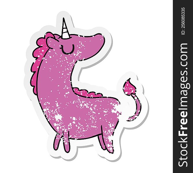 Distressed Sticker Cartoon Of Cute Kawaii Unicorn