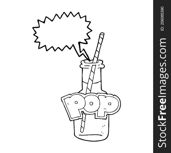 freehand drawn speech bubble cartoon fizzy drink bottle