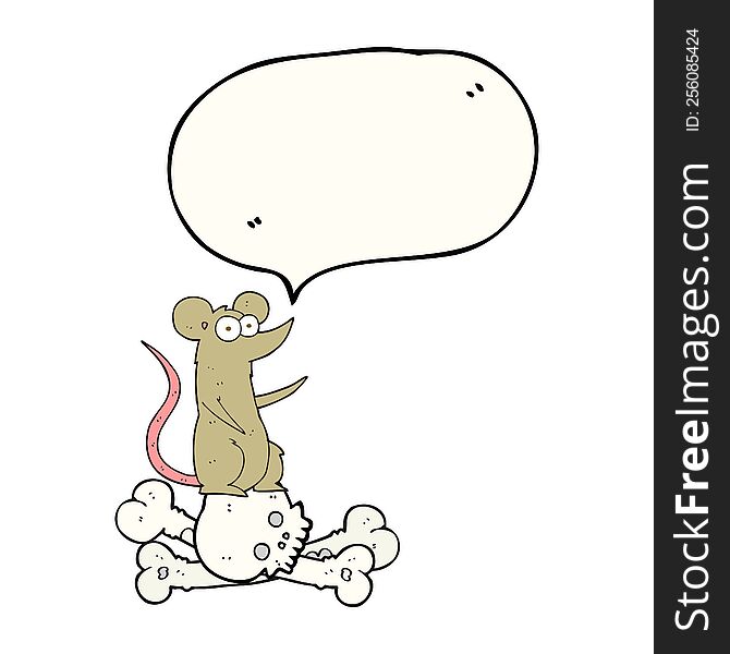 Speech Bubble Cartoon Rat On Bones
