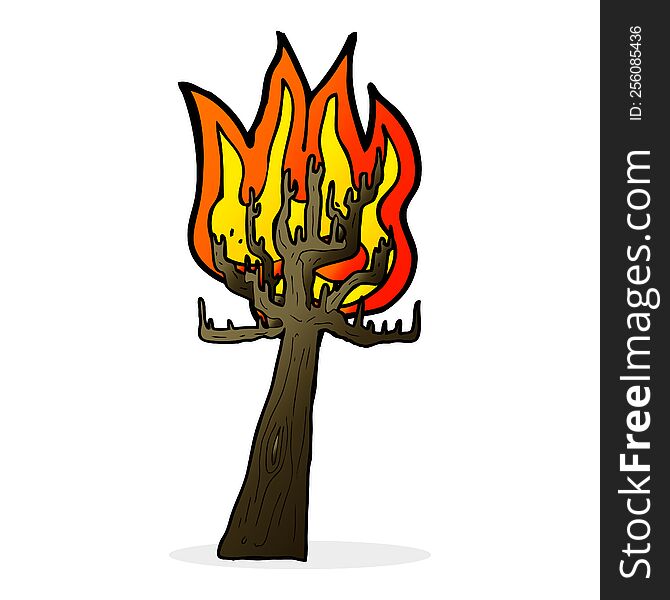 cartoon tree on fire