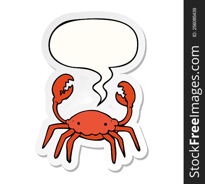 cartoon crab and speech bubble sticker