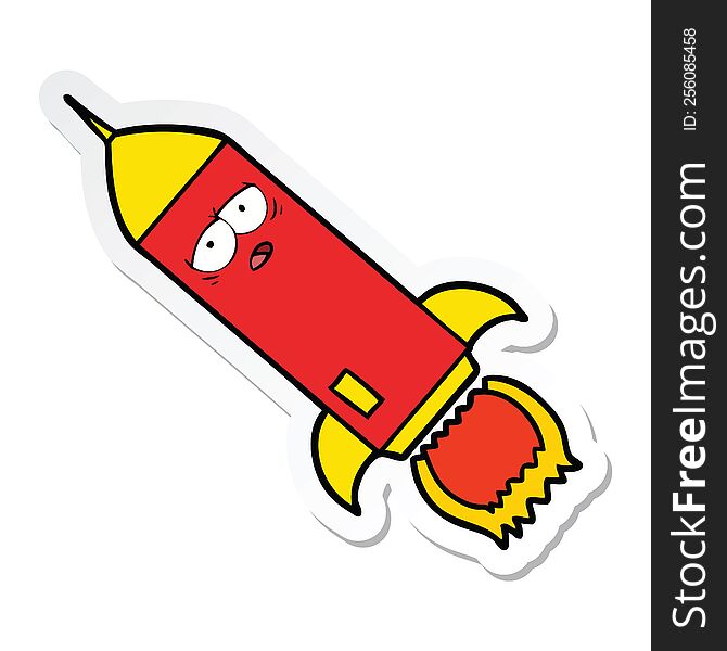 Sticker Of A Cartoon Rocket