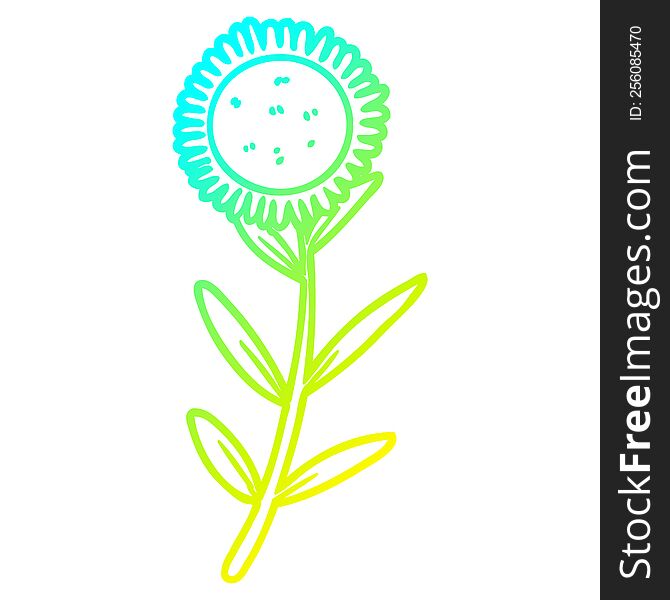 cold gradient line drawing of a cartoon sunflower