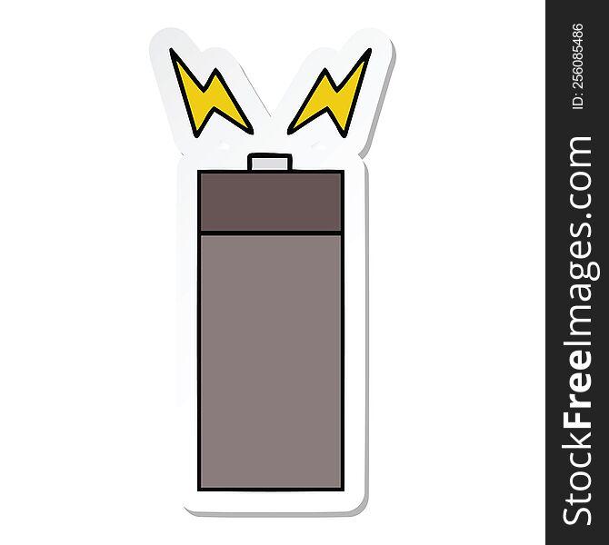 Sticker Of A Cute Cartoon Old Battery