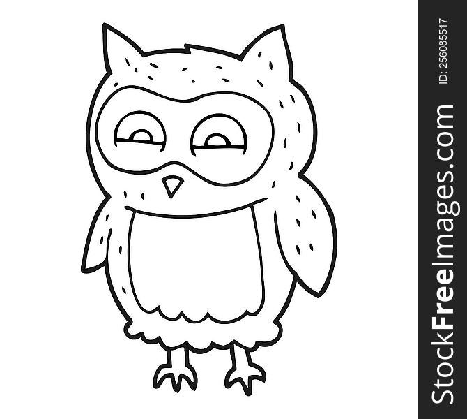 Black And White Cartoon Owl