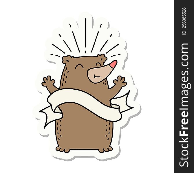 Sticker Of Tattoo Style Happy Bear