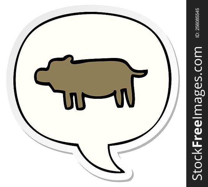 Cartoon Animal Symbol And Speech Bubble Sticker
