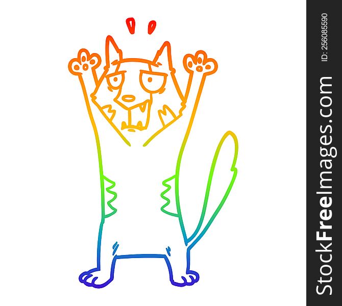 Rainbow Gradient Line Drawing Cartoon Panicking Cat