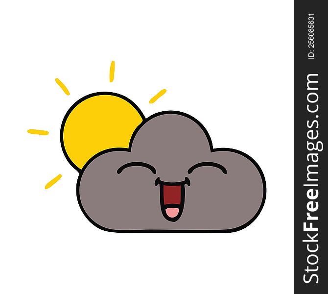 Cute Cartoon Storm Cloud And Sun