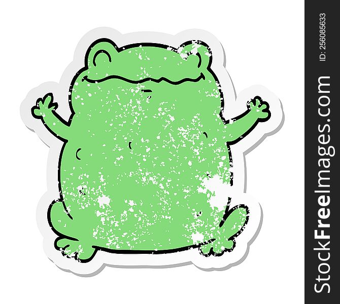 distressed sticker of a cartoon toad