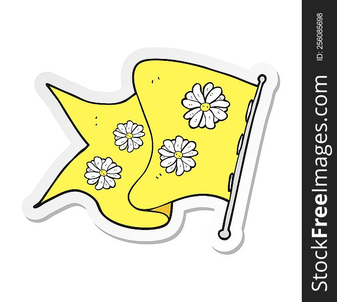 Sticker Of A Cartoon Flower Flag