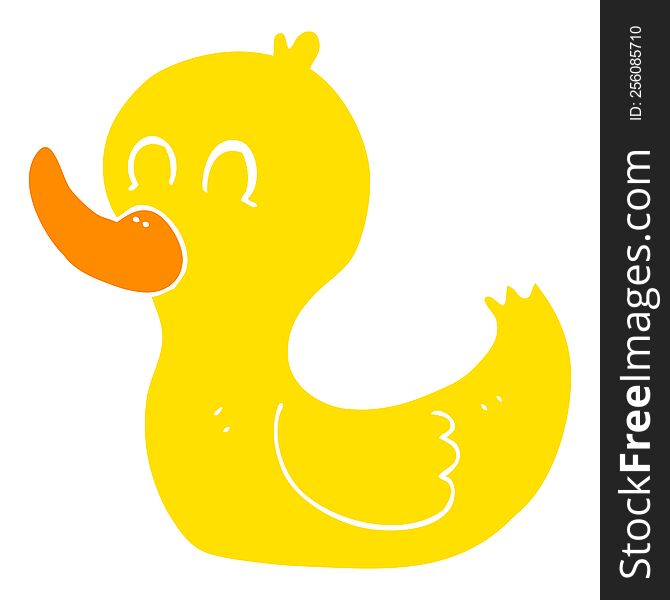 Flat Color Illustration Of A Cartoon Cute Duck