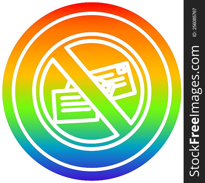 no mail circular icon with rainbow gradient finish. no mail circular icon with rainbow gradient finish