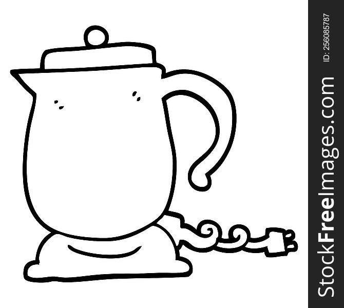 black and white cartoon kettle