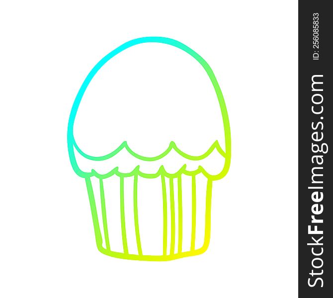 cold gradient line drawing of a Cartoon cupcake