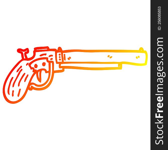 warm gradient line drawing of a cartoon old pistol