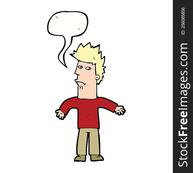 cartoon confused man with speech bubble