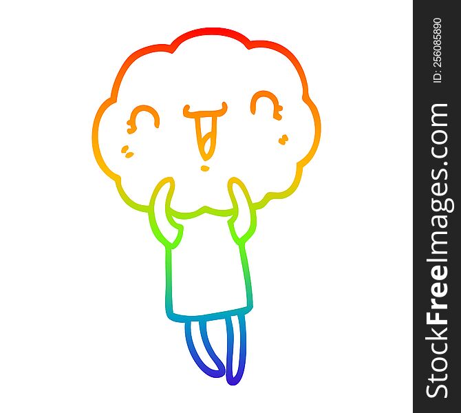 rainbow gradient line drawing cute cartoon cloud head creature