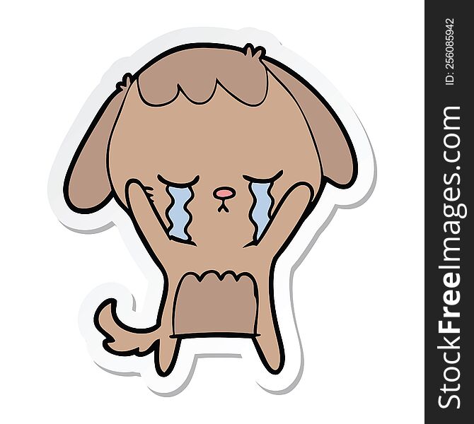Sticker Of A Cartoon Dog Crying