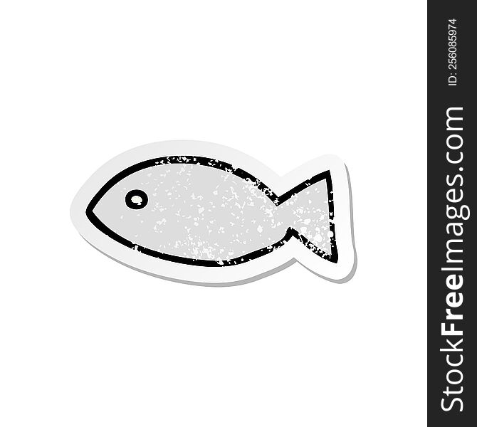 distressed sticker of a cartoon fish symbol