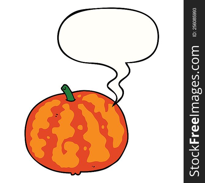 Cartoon Melon And Speech Bubble